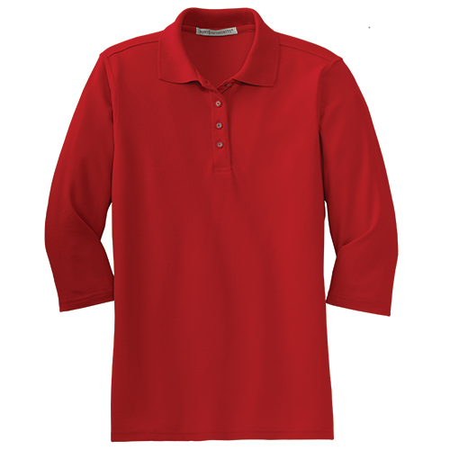Port Authority Ladies Silk Touch 3/4-Sleeve Polo Red 